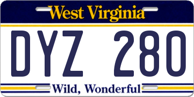 WV license plate DYZ280