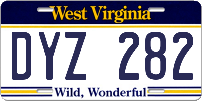 WV license plate DYZ282