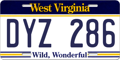 WV license plate DYZ286