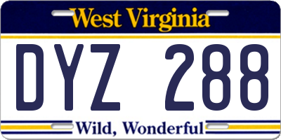 WV license plate DYZ288