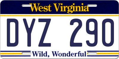 WV license plate DYZ290