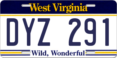 WV license plate DYZ291