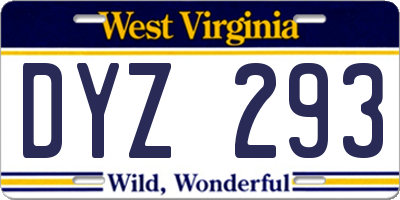 WV license plate DYZ293