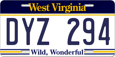 WV license plate DYZ294