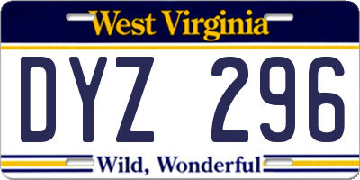 WV license plate DYZ296