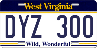 WV license plate DYZ300