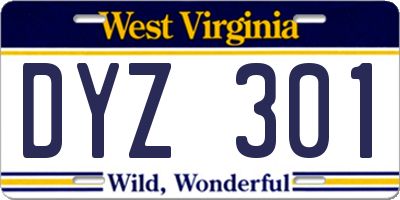 WV license plate DYZ301