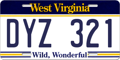 WV license plate DYZ321
