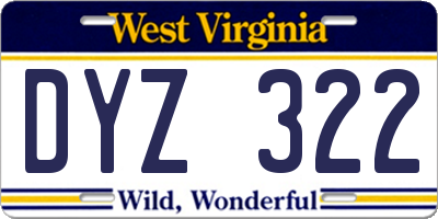 WV license plate DYZ322