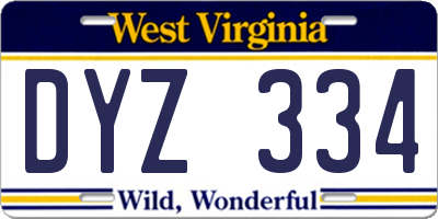 WV license plate DYZ334