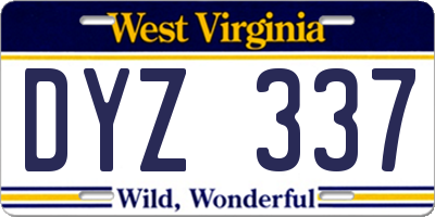WV license plate DYZ337