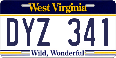 WV license plate DYZ341