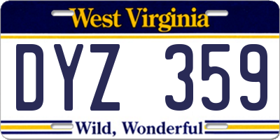 WV license plate DYZ359