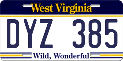 WV license plate DYZ385