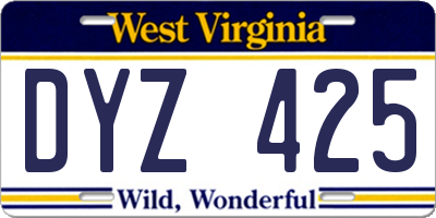 WV license plate DYZ425