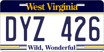 WV license plate DYZ426