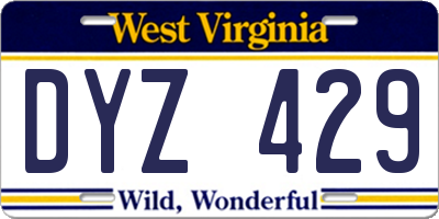 WV license plate DYZ429
