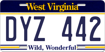 WV license plate DYZ442