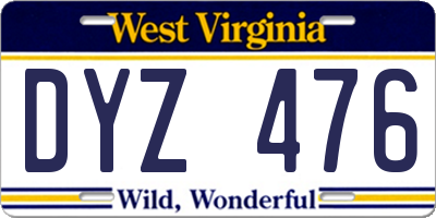 WV license plate DYZ476