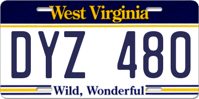 WV license plate DYZ480