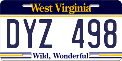 WV license plate DYZ498