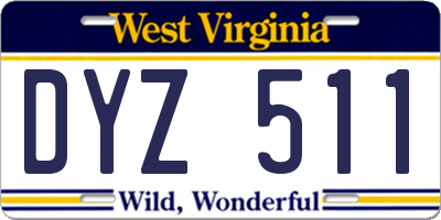 WV license plate DYZ511