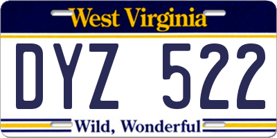 WV license plate DYZ522