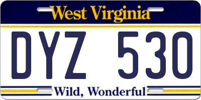 WV license plate DYZ530