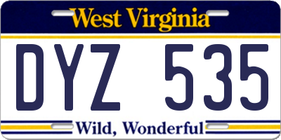 WV license plate DYZ535