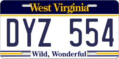 WV license plate DYZ554