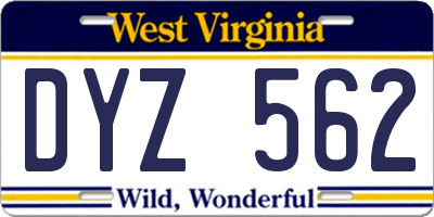 WV license plate DYZ562