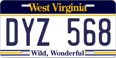 WV license plate DYZ568