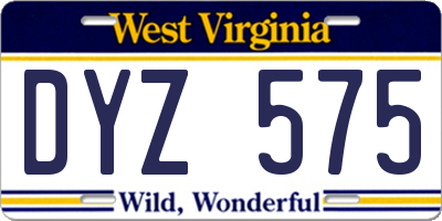 WV license plate DYZ575