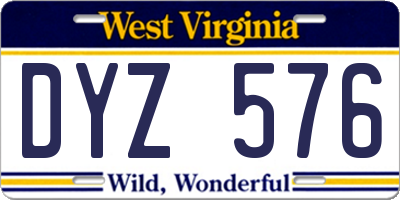 WV license plate DYZ576