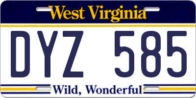 WV license plate DYZ585