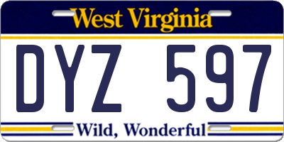 WV license plate DYZ597