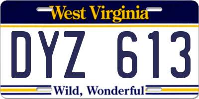 WV license plate DYZ613