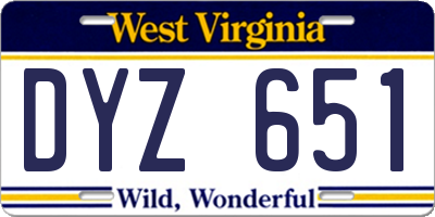 WV license plate DYZ651