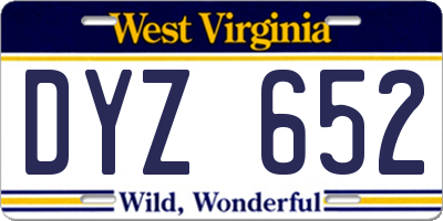 WV license plate DYZ652