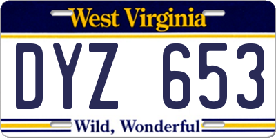 WV license plate DYZ653