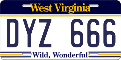 WV license plate DYZ666