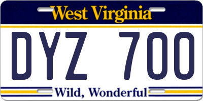 WV license plate DYZ700