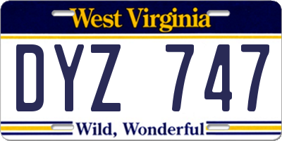 WV license plate DYZ747