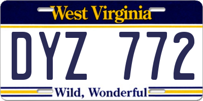WV license plate DYZ772