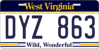 WV license plate DYZ863