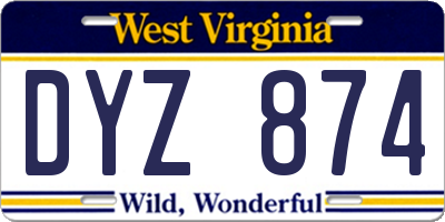 WV license plate DYZ874