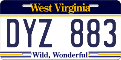 WV license plate DYZ883