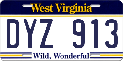 WV license plate DYZ913