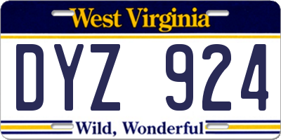 WV license plate DYZ924