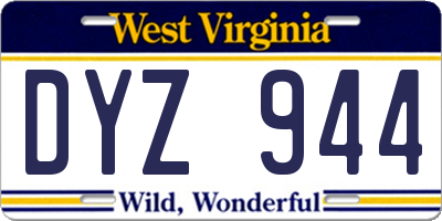 WV license plate DYZ944